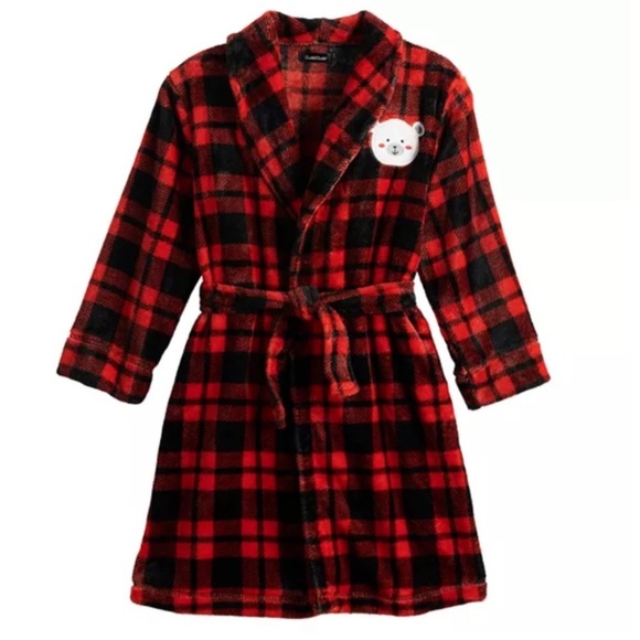 Cuddl Duds Pajamas Kids Red Buffalo Check Cuddl Duds Hooded Robe